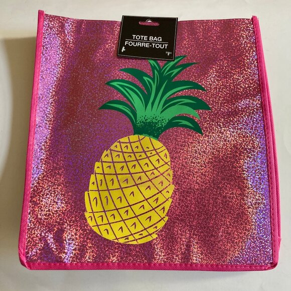 Pink Pineapple Tote Bag Shopper Reusable Shopping Bag Beach Gift Tropical Fruit - Picture 1 of 7